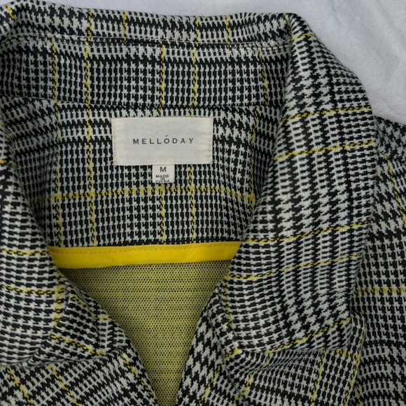 MELLODAY Plaid Trench Coat • Yellow & Black Clueless • Back to School Medium - Picture 2 of 10